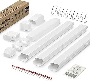 Mini Split Line Set Cover 4 Inch 12.5Ft, Easy to Install Lineset Cover Kit for Mini Split with Instruction, DIY Decorative PVC White Kit for Minisplit, Air Conditioner, Central AC and Heat Pump