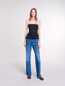 Top bustier à basque noir / gris pour femme | Maje