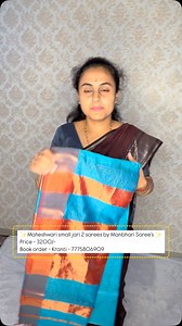 9.8K views · 95 reactions | ✨Maheshwari small jari checks 2 Saree by Manbhari Saree’s ✨ Price - 3200/- Book order - Kranti - 7775806909 | मनभरी साडी | Facebook
