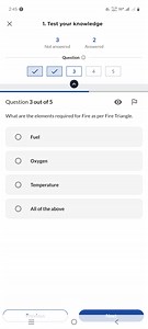 What are the elements required for Fire as per Fire Triangle?... | Filo