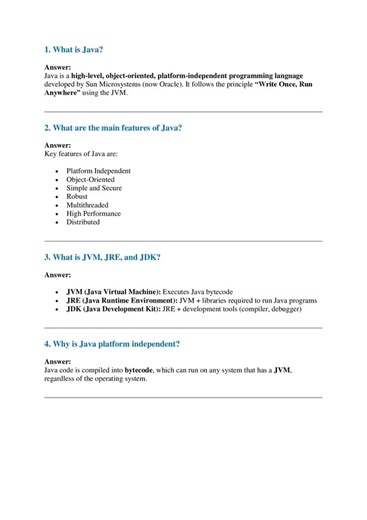 Java Interview Q&A for freshers: Day1