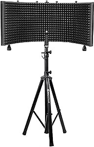 Rockville Recording Studio Bundle: ROCKSHIELD 3 Large Mic Isolation Shield, Sound Dampening Foam, RVES05 Heavy Duty Tripod Speaker Stand, 2-items