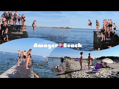 4K Amager Beach || Copenhagen Denmark || walking tour || Crowded Beach #Sunbath