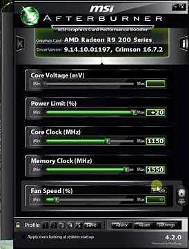 How to easy overclock amd radeon r9 270x gigabyte using msi afterburner