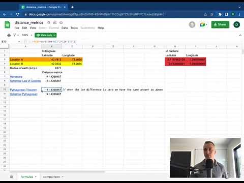 How to calculate distance using Haversine and the Spherical Law of Cosines in Excel