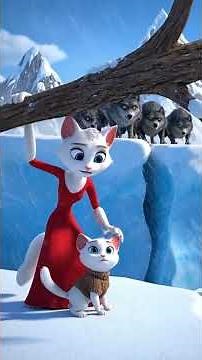 🐺 How did Mama Cat and Kitten escape the snow wolves? e4 #funny #fypシ #catfunny #foryou