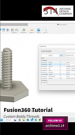 Fusion 360 Tutorial: Creating Custom Threads