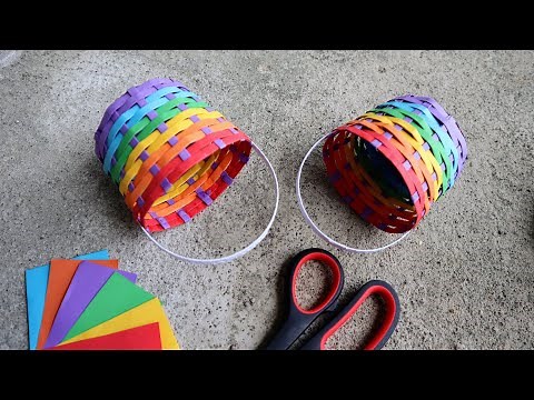 COLORED PAPER BASKET CRAFT | Easy Handmade Paper Craft | Beautiful Basket Display Creation