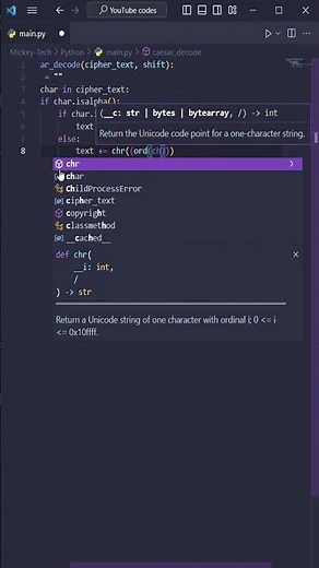 Caesar Cipher part 2: decryption 🔒 in #Python #shorts