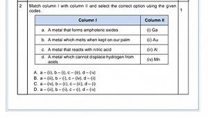2 Match column I with column II and select the correct option u... | Filo