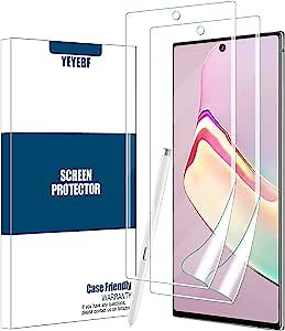 Galaxy Note 10 Plus Screen Protector, [2 Pack] [Fingerprint Unlock] [Case Friendly] [Anti-scratch] Ultra HD Clear Protective Screen Protector
