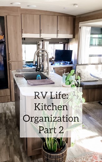 RV kitchen organization part 2… Who would have thought that so many things would play into what we are currently storing in our RV kitchen pantry area? Location and proximity to good grocery stores with fresh organic selections plays a huge role. We would also love being close to Costco, but that has never happened in the time we’ve been work camping. We are always a minimum of an hour away which means we do a Costco haul every 6-8 weeks. The job we are currently working also plays a role in wha
