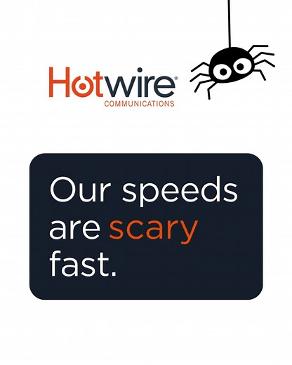 This Halloween, skip the tricks and enjoy the treat of seamless connectivity. ​ With multi-Gigabit, fiber-optic speeds, you can stream scary movies, host virtual costume parties, and keep every device in your haunted house connected 🎃👻⚡ | Hotwire Communications