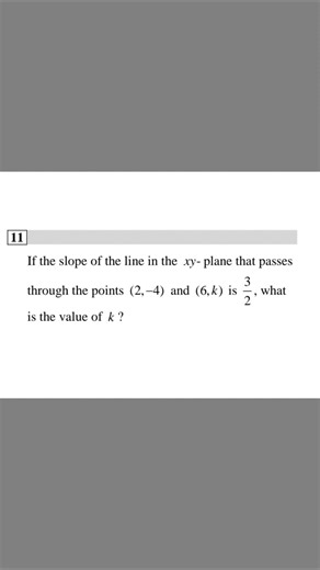 SAT Math: Find k Using the Slope Formula! #maths #satexam #exam