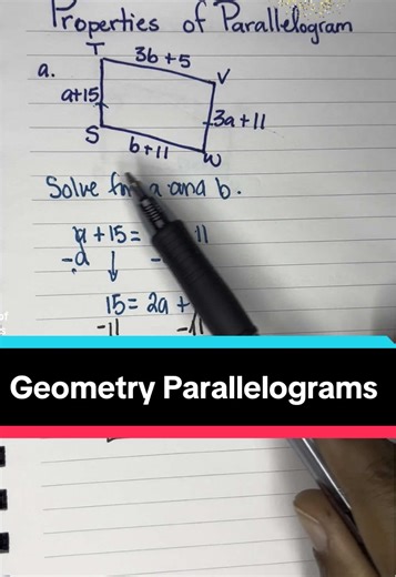How to use the properties of parallelograms to solve for missing sides. #geometry #propertiesofparallelogram #parallolagrams #impactmath19 #creatorsearchinsights