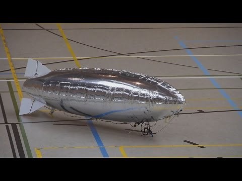 RC airship training (team "Windreiter") - Arduino-controlled RC blimp flying indoor
