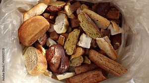 Bakery waste, stale bread, bread crumbs. Craft bakeries and restaurants bread waste
