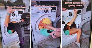 Bizarre: Netizens astonished after woman gets stuck inside washing machine