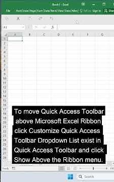 10 - How to Show Quick Access Toolbar above Microsoft Excel Ribbon in Microsoft Windows #tips