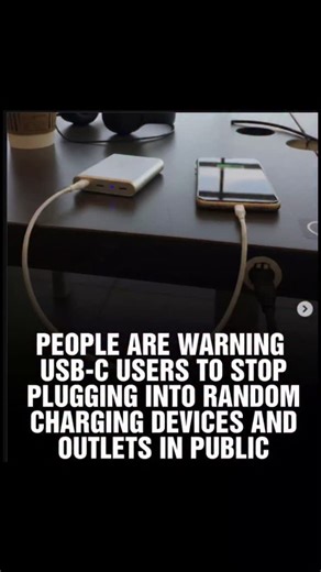 Computer Geeks on Instagram: "New USB-C Scam Alert ⚠️ If you use a modern smartphone, this is something you need to know—especially when charging in public. USB-C ports don’t just carry power. They also transfer data. That’s the loophole scammers exploit in a scam often called juice jacking. While large-scale real-world attacks are still rare, the risk is real enough that agencies like the FBI and the LA County District Attorney’s Office have issued official warnings. Here’s how the scam works: