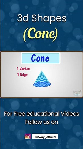3D Shapes For Kids | Cone 3D Shape | Vertices, Edges, Faces | Examples of Cone Shape | Math #shorts