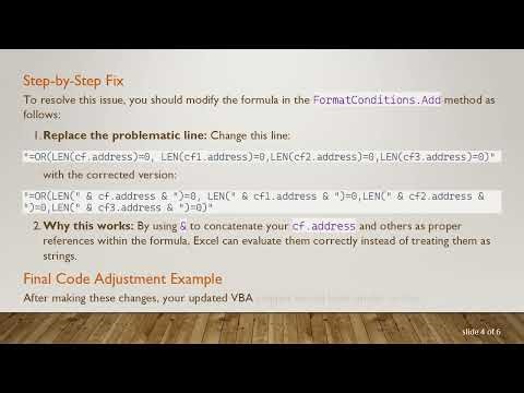 Troubleshooting Conditional Formatting Issues with VBA in Excel