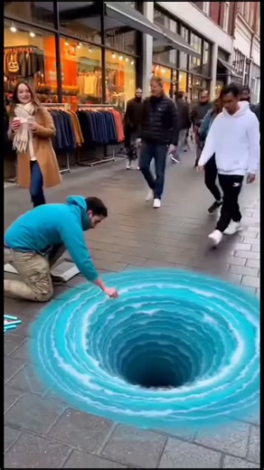 ᴇᴅɪᴛ on Instagram: "A 3D painted water vortex comes to life🌀🌀#funny #meme #prank #streetart #comedy"