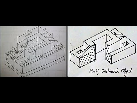 (9.4) Practice of Sectional Views (Half Sectioning -1)