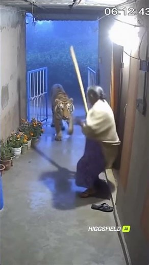 Grandma vs Tiger! Fearless Lady Fights Off Predator with a Stick