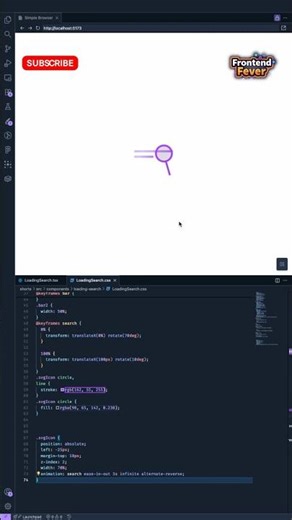 🔍 Stunning Search Loading Animation ✨ | React + HTML + CSS #shorts #loading #frontend #css