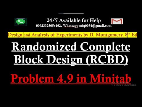 Randomized complete block design in Minitab | RCBD solved in Minitab | ANOVA assumptions Problem 4.9