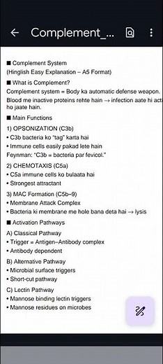 Complement System in 1 Minute 🔥 | C3b, C5a, MAC Explained | Immunology Revision
