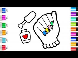 Hands and Nail Paint Drawing, Coloring and Painting for Kids, Toddlers@Shapeoholic1