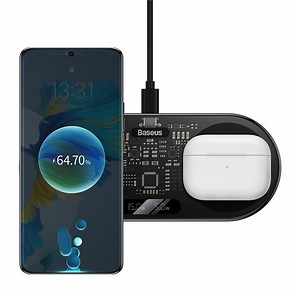 Đế sạc không dây Basesu Digital LED Display 2 in 1 sạc nhanh 20W cho điện thoại và tai nghe - Baseus Việt Nam
