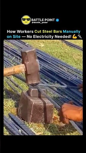 Manual Rebar Cutting Without Power Tools — Old-School Construction Hack! 🔧⚒️
