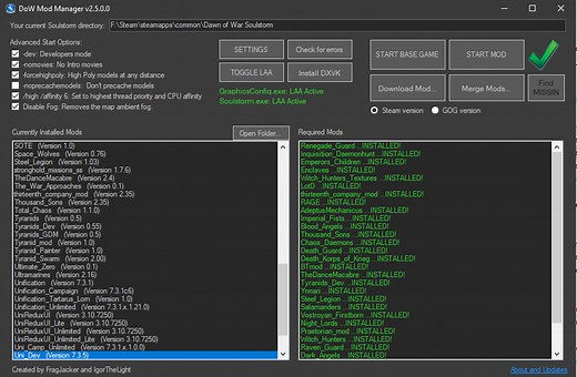DoW Mod Manager v2.5.0.0 file - Unification Mod - Dawn of War: Definitive Edition for Dawn of War