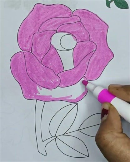 Beautiful Rose Coloring | Easy Rose Drawing for Kids