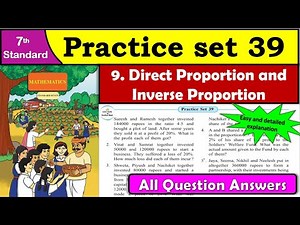 Practice Set 39 | Class 7 Maths | Chapter 9 Direct Proportion and Inverse Proportion | MH Board