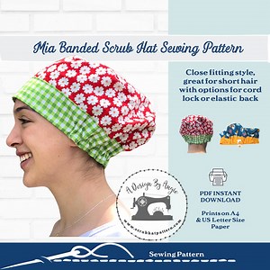 Surgical Scrub Cap Sewing Pattern Tutorial Pixie Hat W/ Contrast Band Optional Cordlock DOWNLOAD Mia PDF Nurse Gift - Etsy