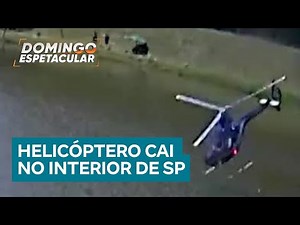 Helicóptero com duas pessoas cai em pesqueiro no interior de SP