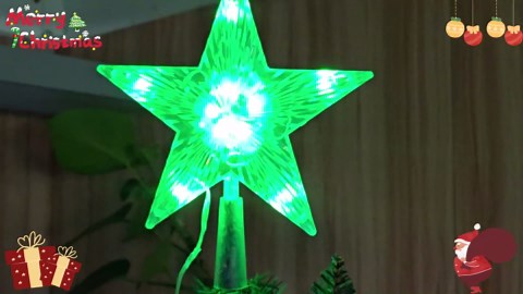 Christmas Tree Topper Lighted Star with 10 RGB LEDs, 9“ Clear Star, App & Remote Control, Timer, USB Powered, Music Sync, Color Changing Treetop for Xmas New Year Holiday Tree Decoration