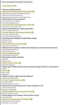 10-Hour Site Safety Training (SST) Practice Quiz: Introduction to OSHA