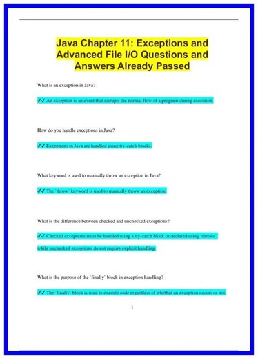 Java Chapter 11 Exceptions and Advanced File IO Questions and Answers Already Passed842 636x882