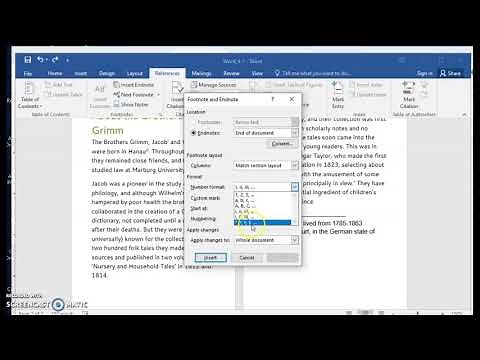 Changing the number format of a Footnote or Endnote