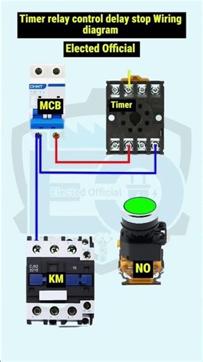 Timer Relay Control Delay Stop CircuitAutomatic Stop Control Wiring Diagram#electrical#controlsystem