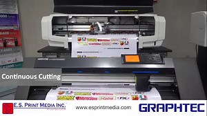 Mutoh VJ628 with Graphtec CE7000-60 Print and Cut Solution with Barcode and Continuous Cutting feature. #Mutoh #Graphtec #MutohByES #Print&Cut #EcoSolvent #Labels #ESPrint #ESPrintMedia | ES Print Media Inc.