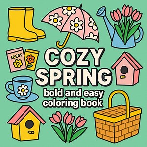 Cozy Spring – 20 Bold & Easy Coloring Pages of Flowers, Doodles, and Soft Springtime Vibes - Etsy