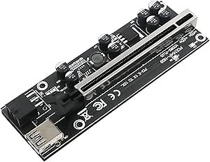 Sata Cable,009S Plus PCIE Riser 1x to 16x Graphic Extension for Bitcoin GPU Mining Powered Riser Adapter Card New Version