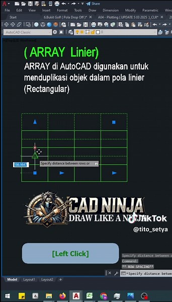 Belajar Autocad Dari 0 : Array Linear 𝗔𝘂𝘁𝗼𝗰𝗮𝗱 𝗩𝗲𝘀𝗶𝗼𝗻 : 𝟮𝟬𝟮𝟮 🅿🅴🆂🅰🅽: 𝗝𝗮𝗻𝗴𝗮𝗻 𝗟𝘂𝗽𝗮 Dukung Saya Dengan 𝗞𝗹𝗶𝗸 𝗟𝗶𝗻𝗸 𝗱𝗶 𝗦𝘁𝗼𝗿𝘆 atau Juga 𝗞𝘂𝗻𝗷𝘂𝗻𝗴𝗶 𝗟𝗶𝗻𝗸 𝗕𝗶𝗼. Sebagai Info, 𝗬𝗤𝗔𝗥𝗖𝗛 Bisa diinstal Di 𝘼𝙪𝙩𝙤𝙘𝙖𝙙 𝟮𝟬𝟬𝟳-𝟮𝟬𝟮𝟯. Cara Instal 𝗬𝗤𝗔𝗥𝗖𝗛 juga sudah ada di 𝗟𝗜𝗡𝗞 𝗕𝗜𝗢. 🆃🅰🅶 : #Drafter #Autocad #TutorialAutocad #drafterAutocad #Enginer #engineering #Arsitektur #yqarch