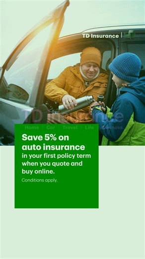 Rev up your savings - quote and buy auto insurance online and enjoy a 5% discount in your first policy term. Conditions apply. | TD Insurance | Facebook